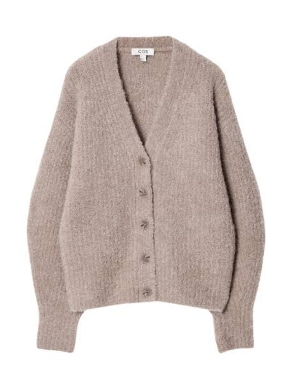 cos textured alpaca boucle cardigan mole color xs